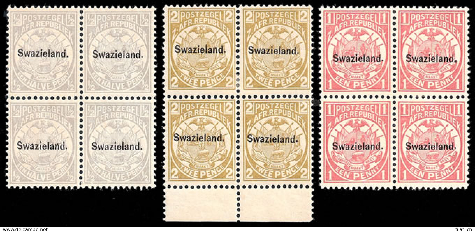 Swaziland 1894 Official Re-Issues With Stop In Overprint, Rare - Swasiland (...-1967)