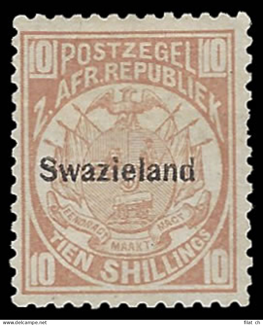 Swaziland 1889 10/- Dull Chestnut F/M, Expertised - Rarity! - Swasiland (...-1967)