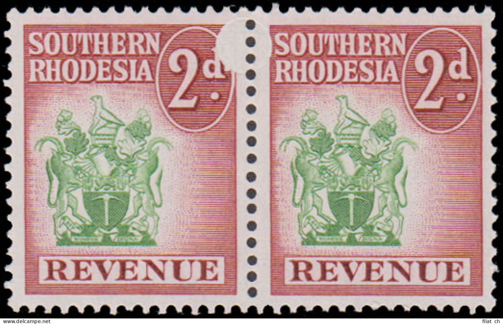 Southern Rhodesia Revenues 1952 2d Arms Confetti Flaw - Autres & Non Classés