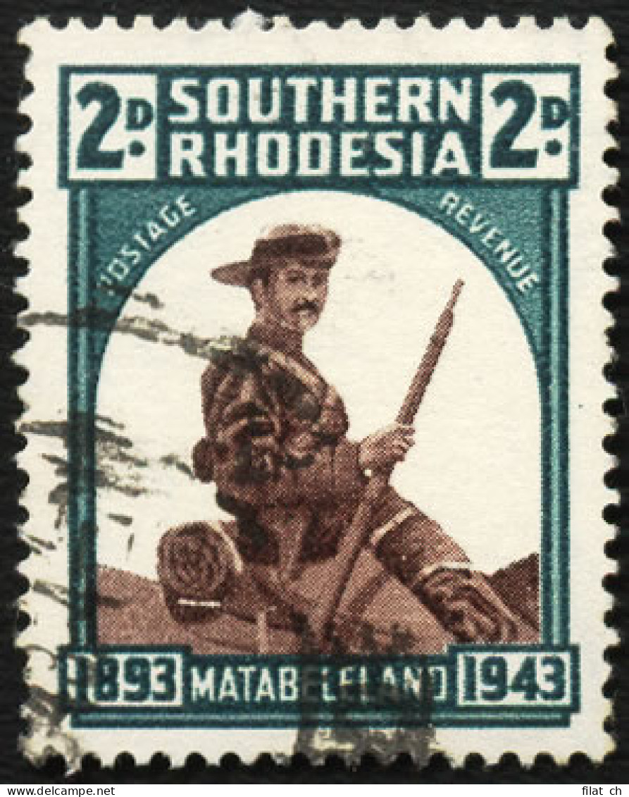 Southern Rhodesia 1943 2d Saddlebag Flaw VF/U - Autres & Non Classés