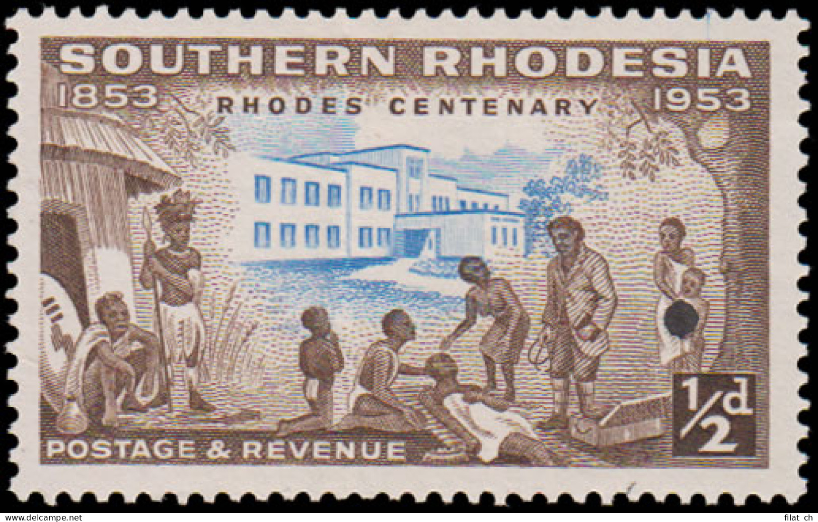 Southern Rhodesia 1953 &frac12;d Rhodes Centenary File Proof - Autres & Non Classés