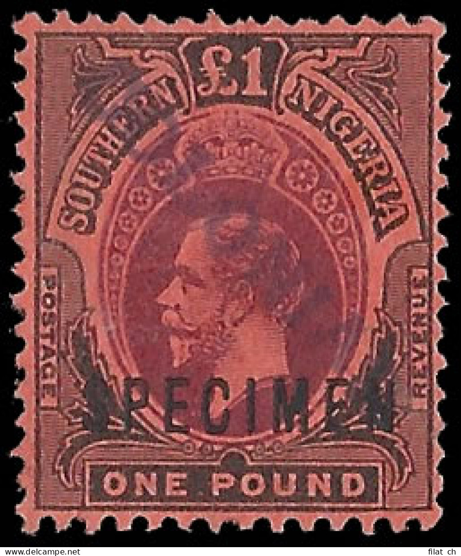 Southern Nigeria 1912 KGV &pound;1 Colonias Archive Specimen - Other & Unclassified