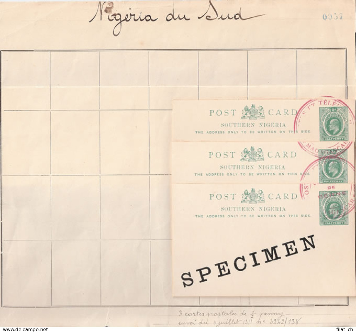 Southern Nigeria 1912 Madagascar UPU KEVII &frac12;d Cards - Andere & Zonder Classificatie