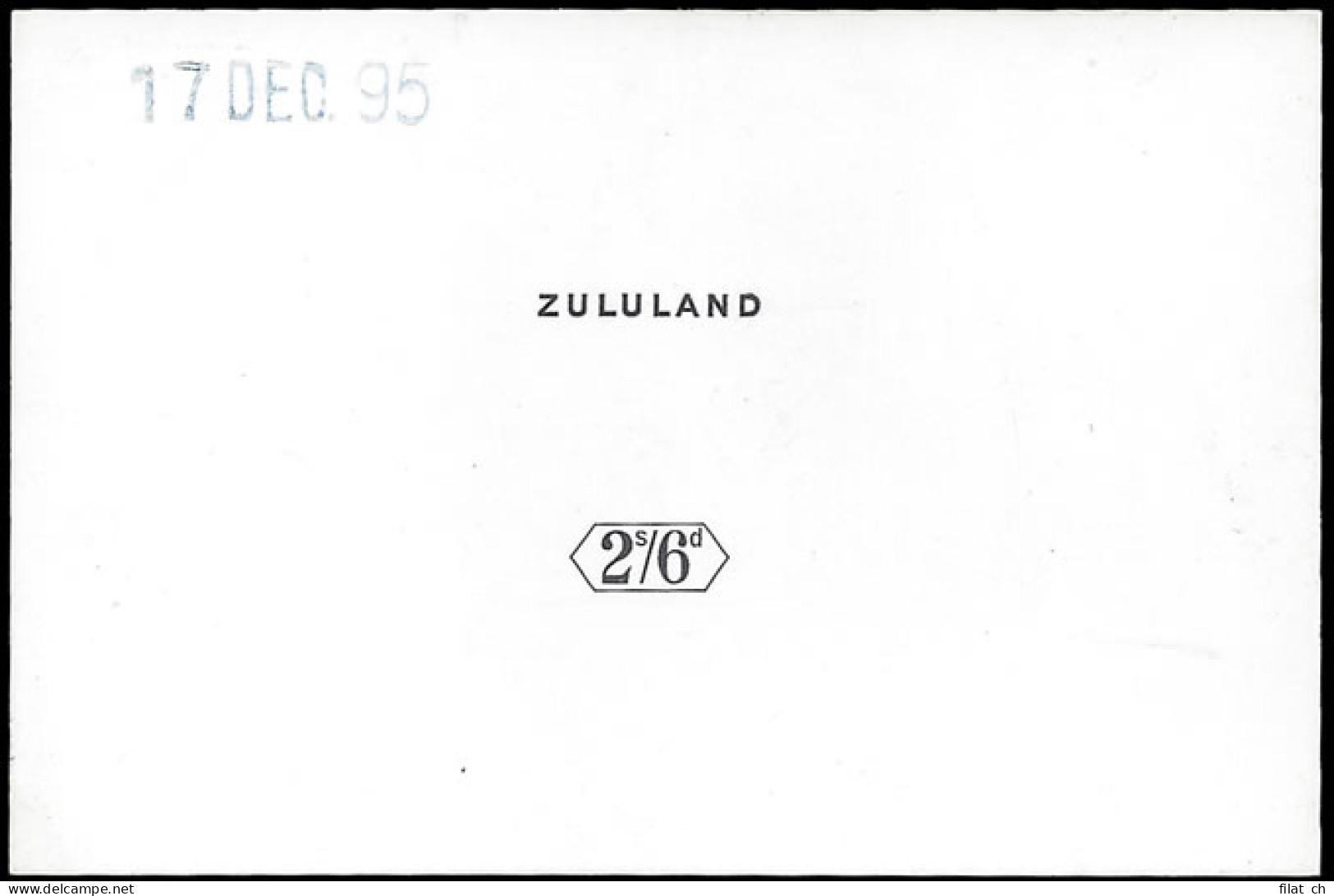 Zululand 1896 QV 2/6 Keyplate Die Proof, "Soft" State, Rare - Zululand (1888-1902)