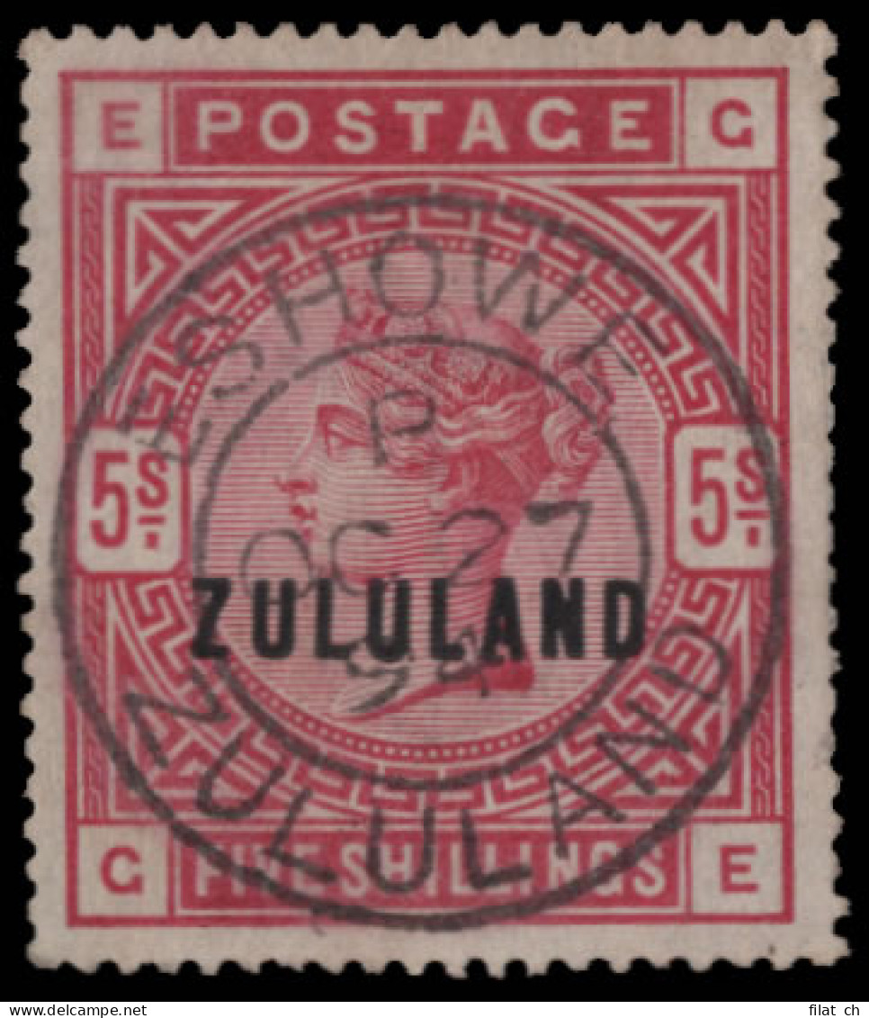 Zululand 1892 QV 5/- Rose Superb Used - Zoulouland (1888-1902)