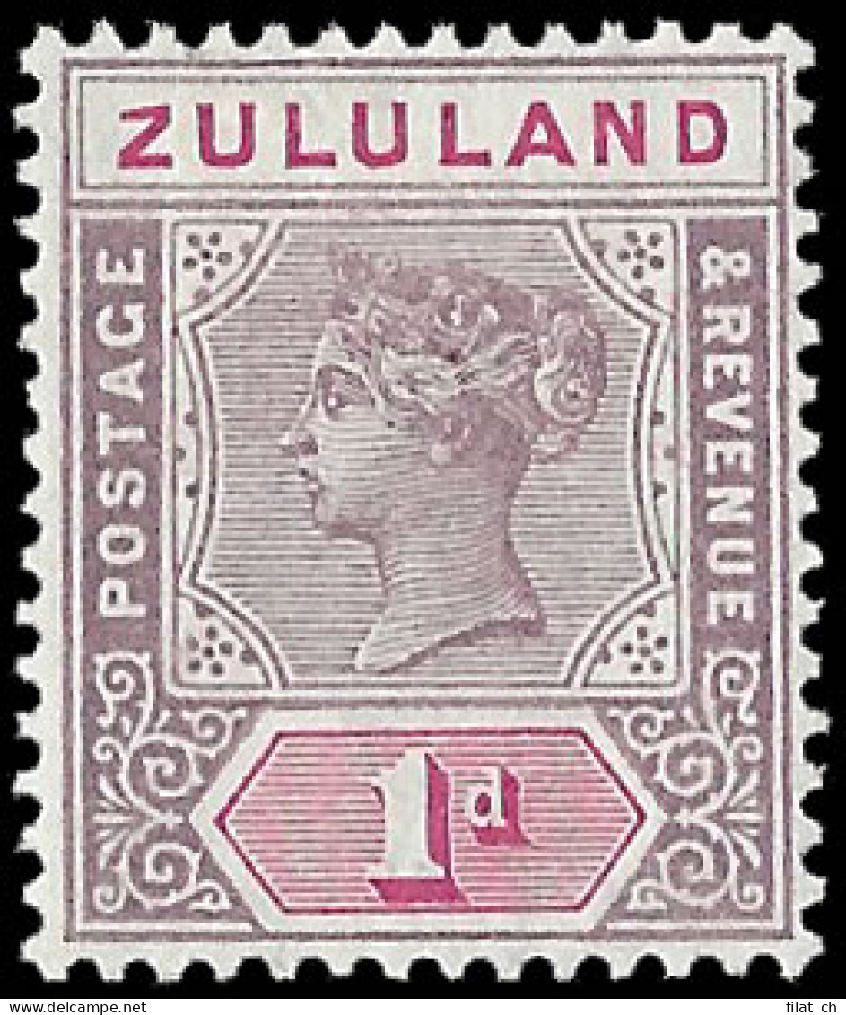 Zululand 1894 QV 1d Shaved "Z" VF/M  - Zoulouland (1888-1902)
