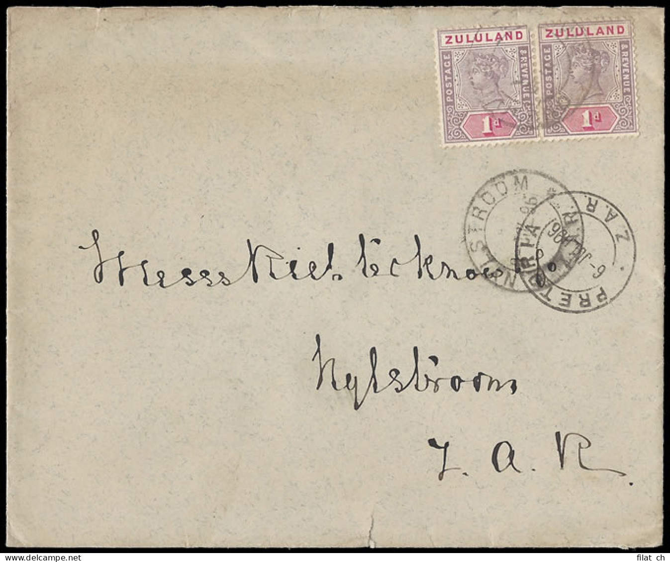 Zululand 1896 Government Stationery Envelope At 2d Rate To ZAR - Zululand (1888-1902)