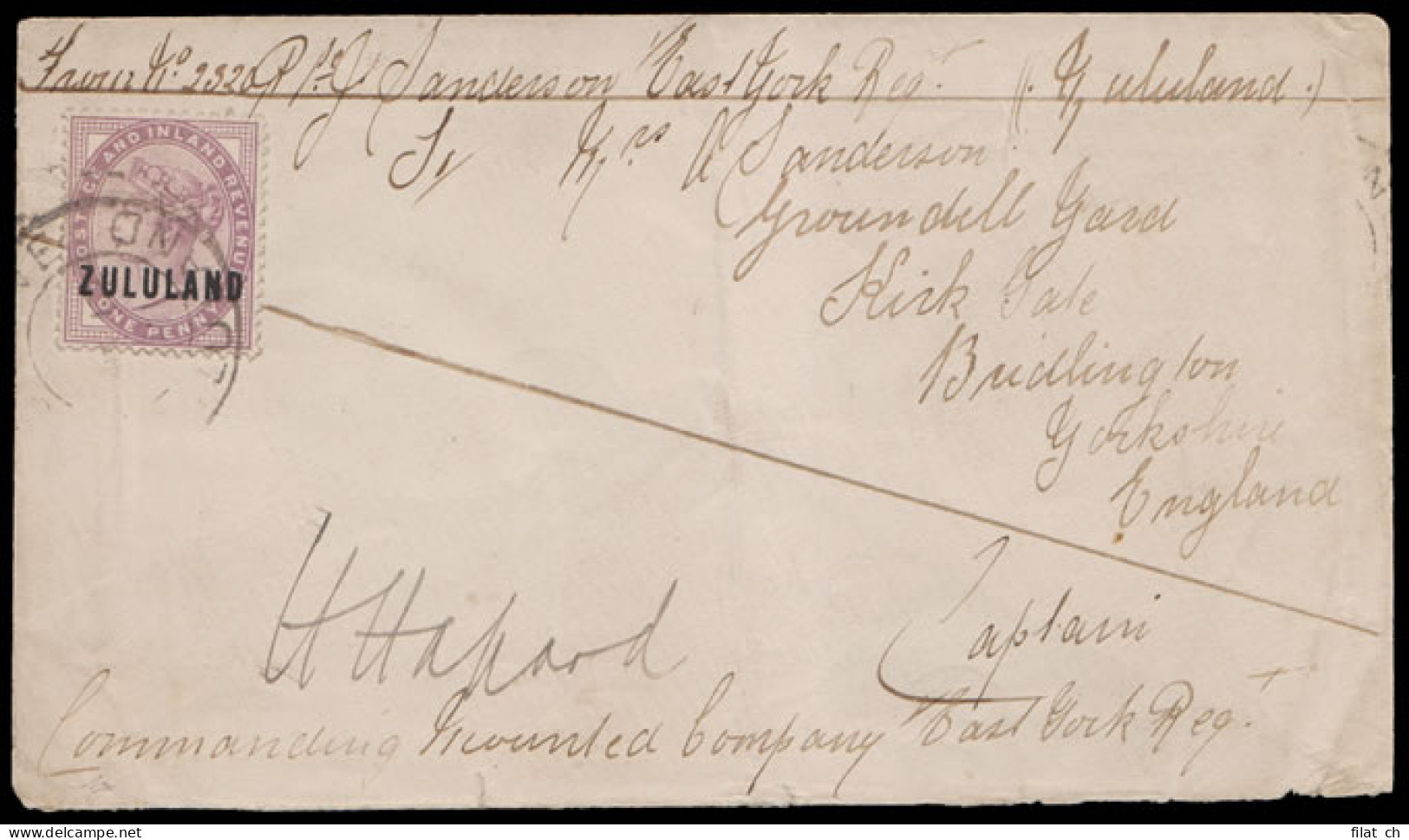 Zululand 1891 Soldier's Letter At 1d Concessionary Rate, Rare - Zululand (1888-1902)
