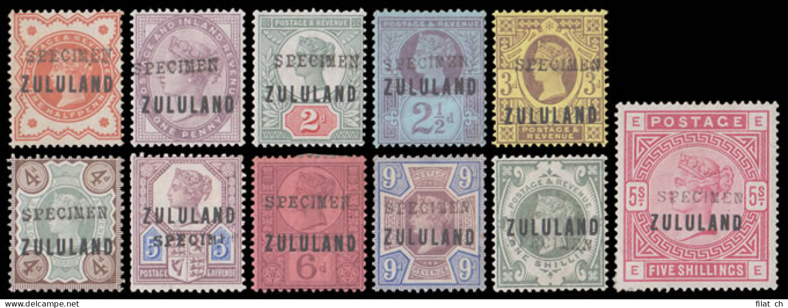 Zululand 1888 Â½d - 5/- Full Set GB9 Somerset House Specimens - Zululand (1888-1902)