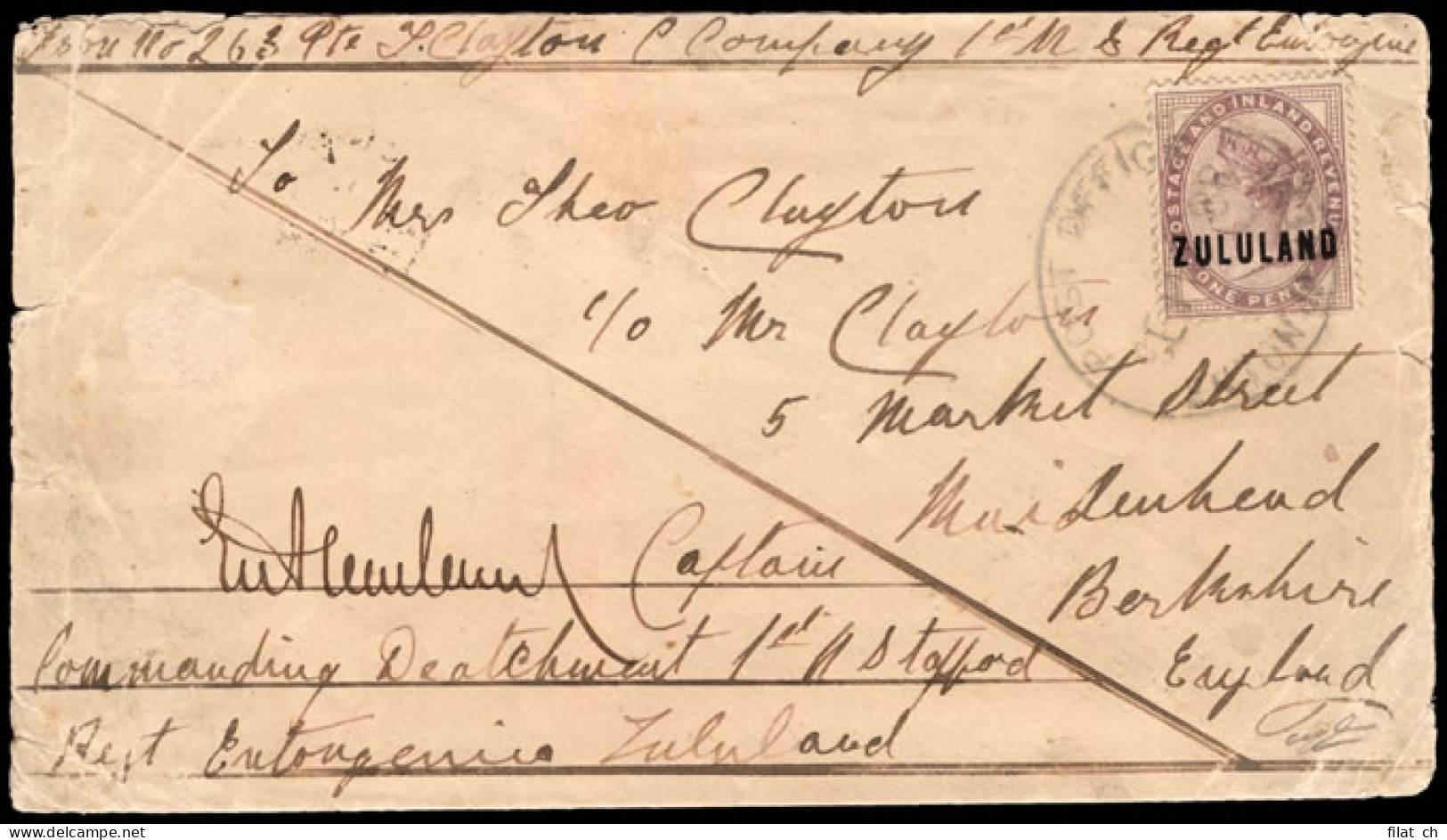 Zululand 1888 Soldier's Letter At 1d Concessionary Rate, Rare - Zululand (1888-1902)