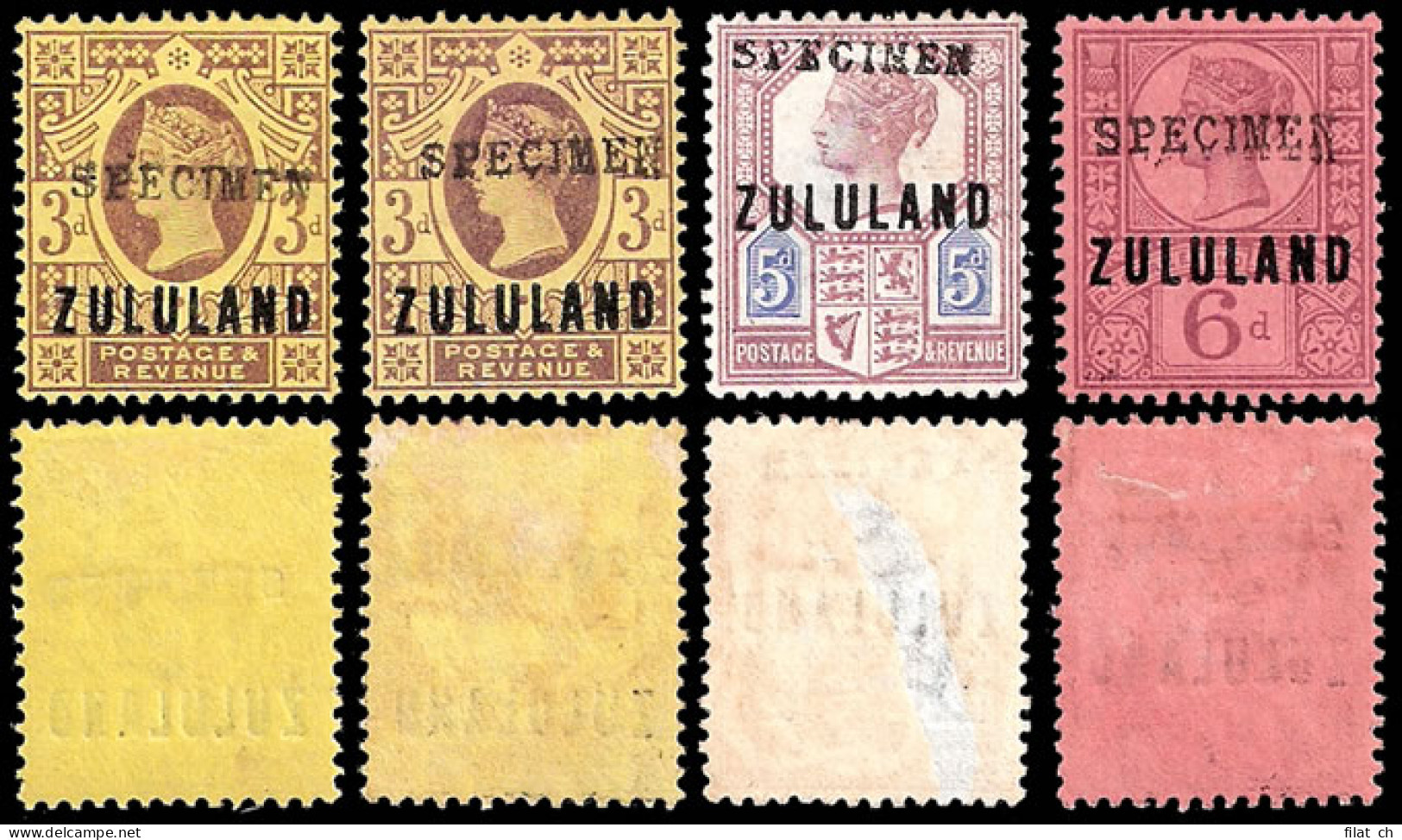 Zululand 1888 3d, 5d & 6d GB9 Somerset House Specimens - Zoulouland (1888-1902)