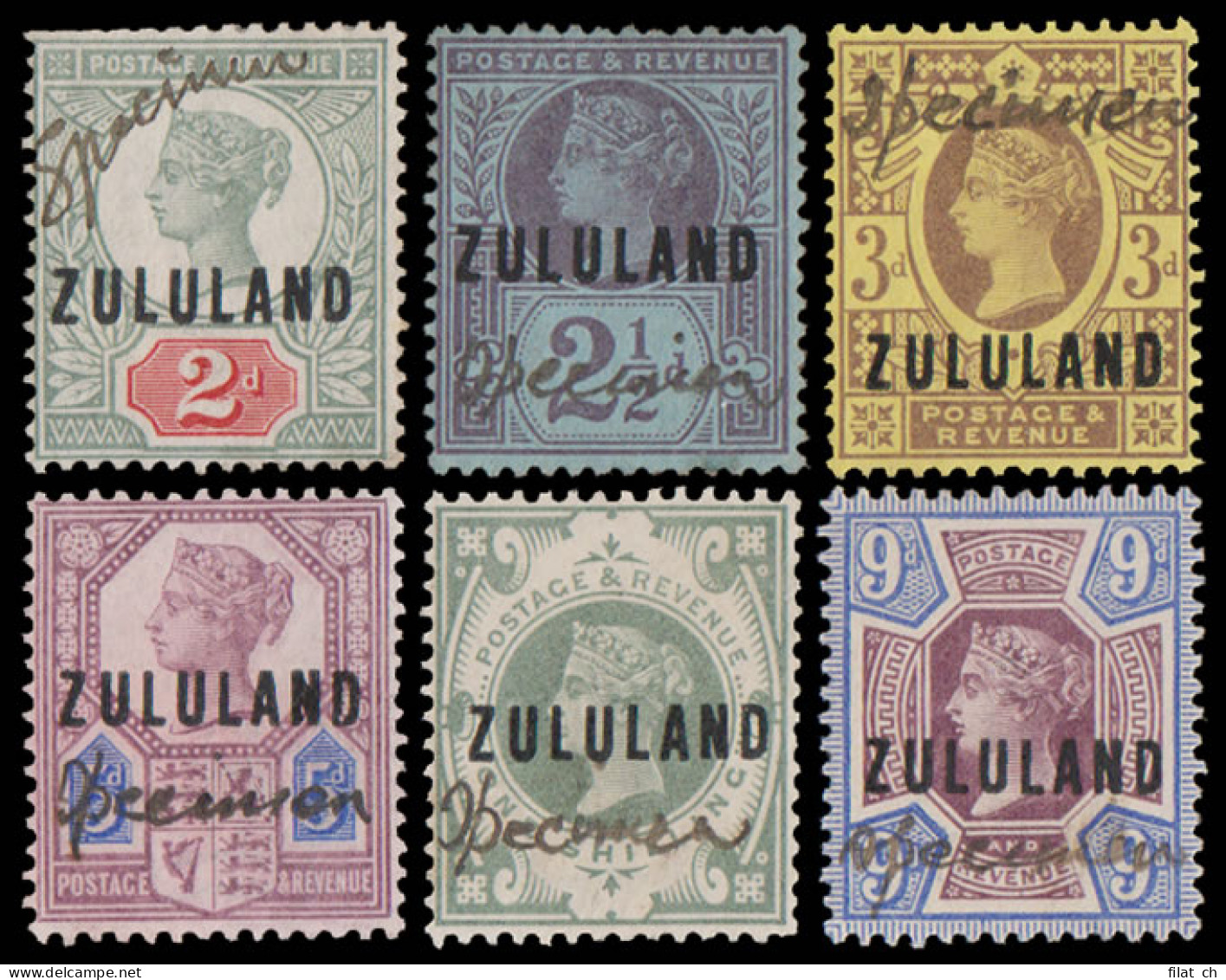 Zululand 1888 2d - 1/- Manuscript Specimen Group, Rare - Zoulouland (1888-1902)