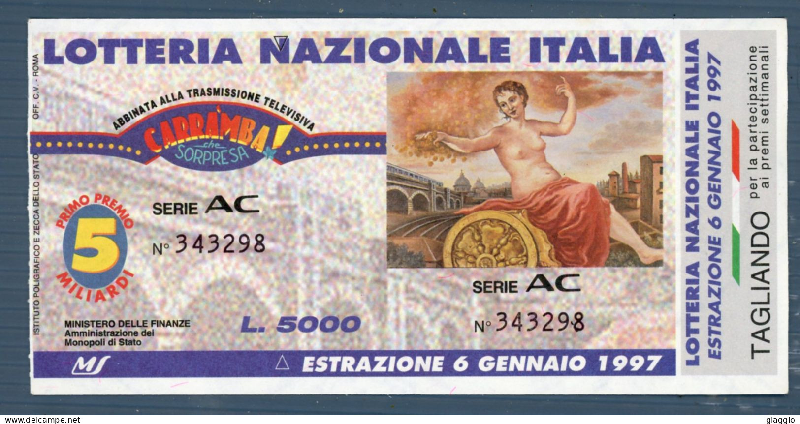 °°° Biglietto N. 5609 - Lotteria Nazionale °°° - Biglietti Della Lotteria