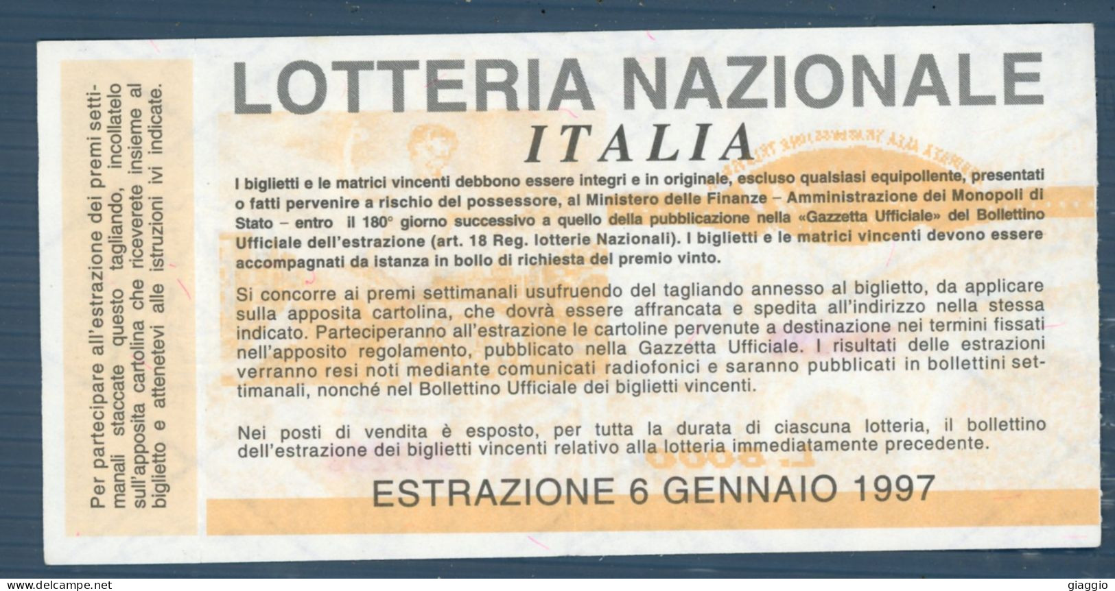 °°° Biglietto N. 5609 - Lotteria Nazionale °°° - Biglietti Della Lotteria