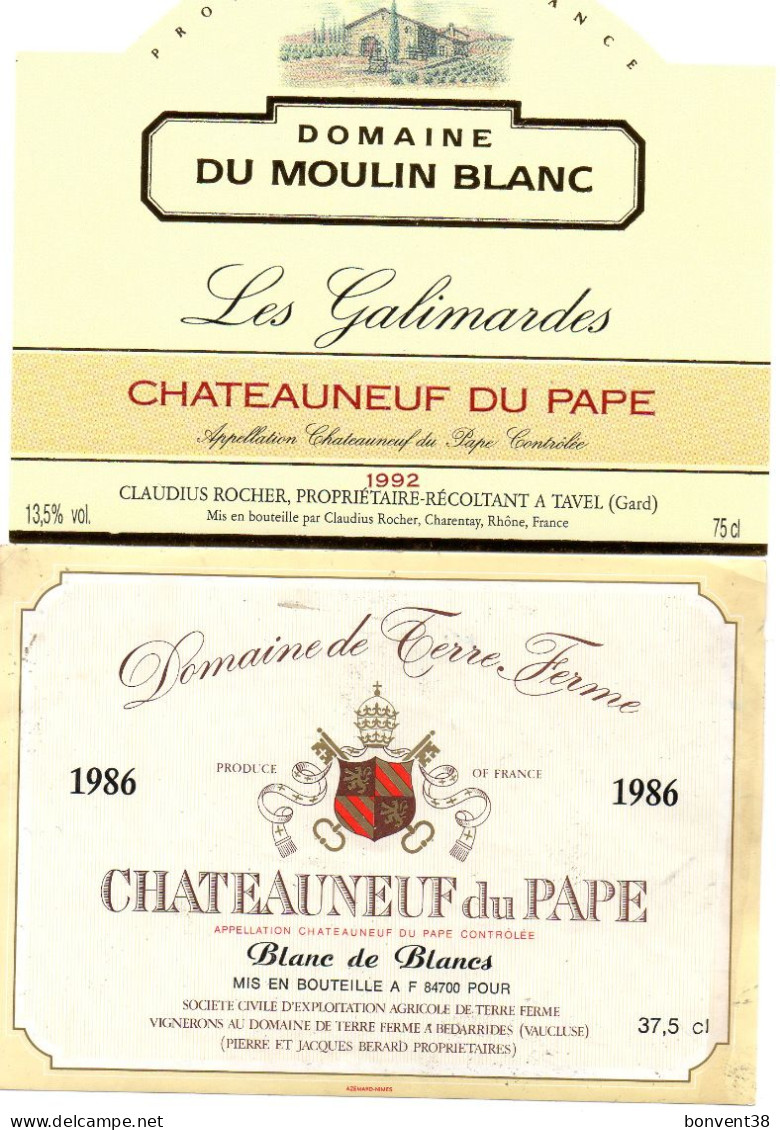 K1202 - Lot De 2 Étiquettes - CHATEAUNEUF Du PAPE - Andere & Zonder Classificatie