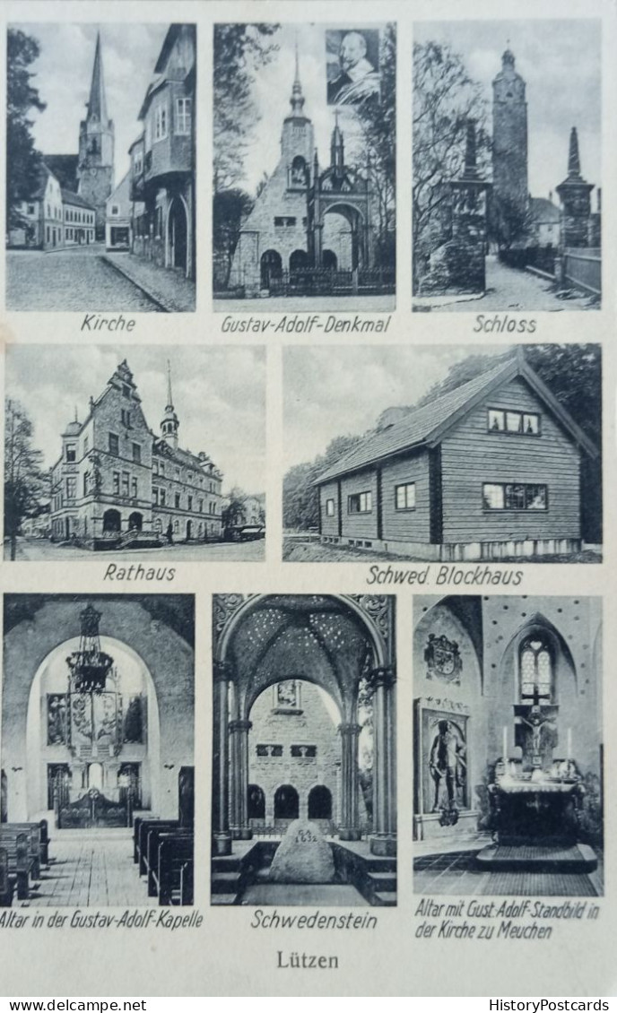 Lützen, Kirche, Gustav-Adolf-Denkmal, Schwed. Blockhaus, Um 1920 - Lützen