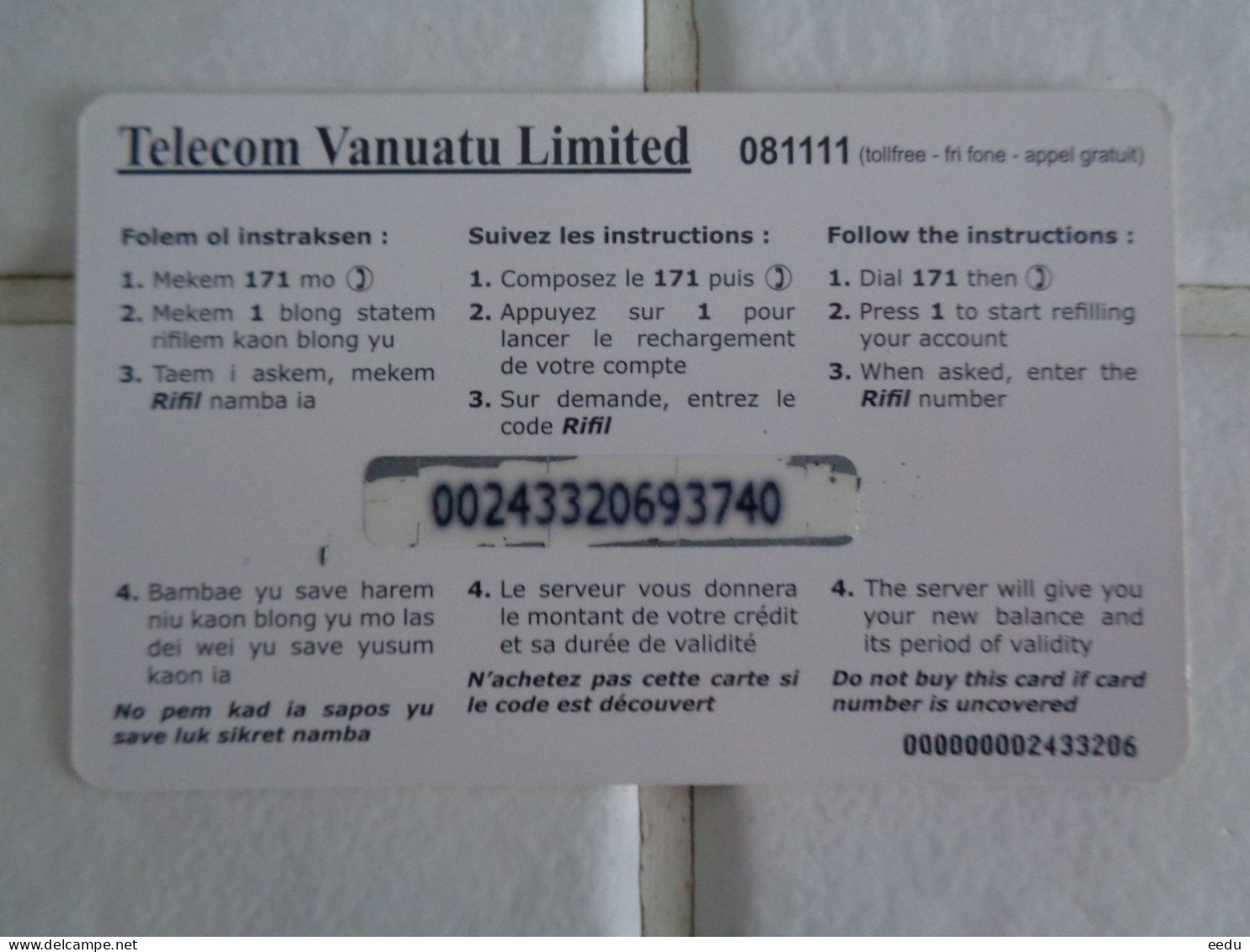 Vanuatu Phonecard - Vanuatu