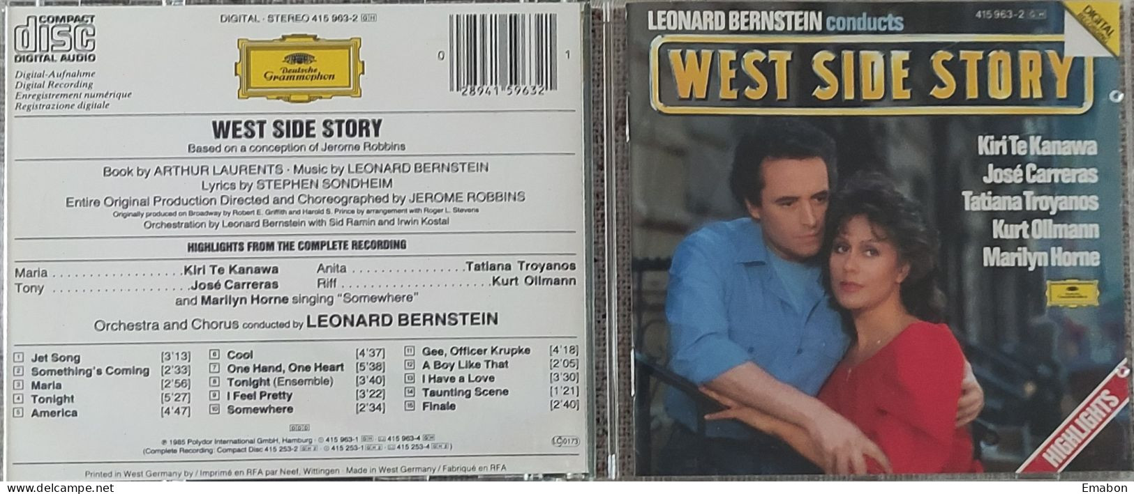 BORGATTA - FILM MUSIC  - Cd LEONARD BERNSTEIN - WEST SIDE STORY - DEUTSCHE GRAMMOPHONE 1986- USATO In Buono Stato - Filmmuziek