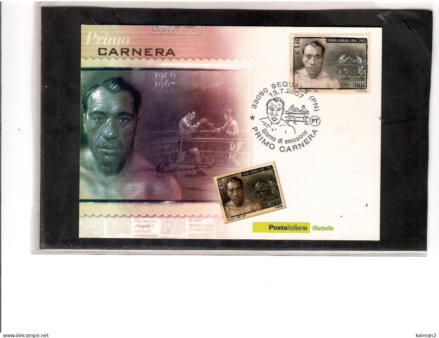 TEM19706  -  SEQUALS  13.7.2007  /  FDC  PRIMO CARNERA - Pugilato