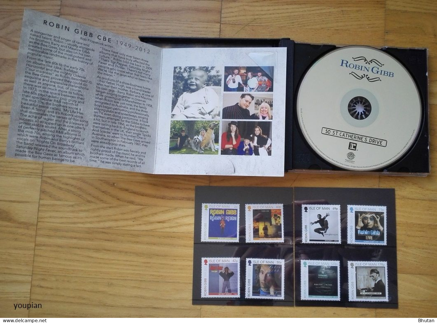 Isle Of Man 2014, Robin Gibb, Two CD's, Original Signature (345/1000) From Robin Gibb And MNH Stamps Set - Andere - Engelstalig