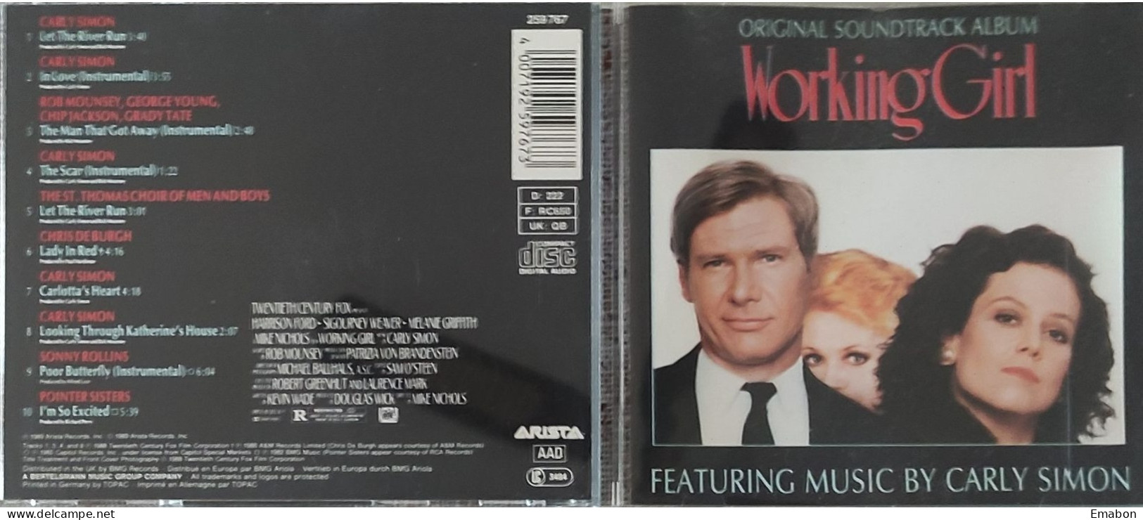 BORGATTA - FILM MUSIC  - Cd   WORKING GIRL - ARISTA 1989 - USATO In Buono Stato - Soundtracks, Film Music