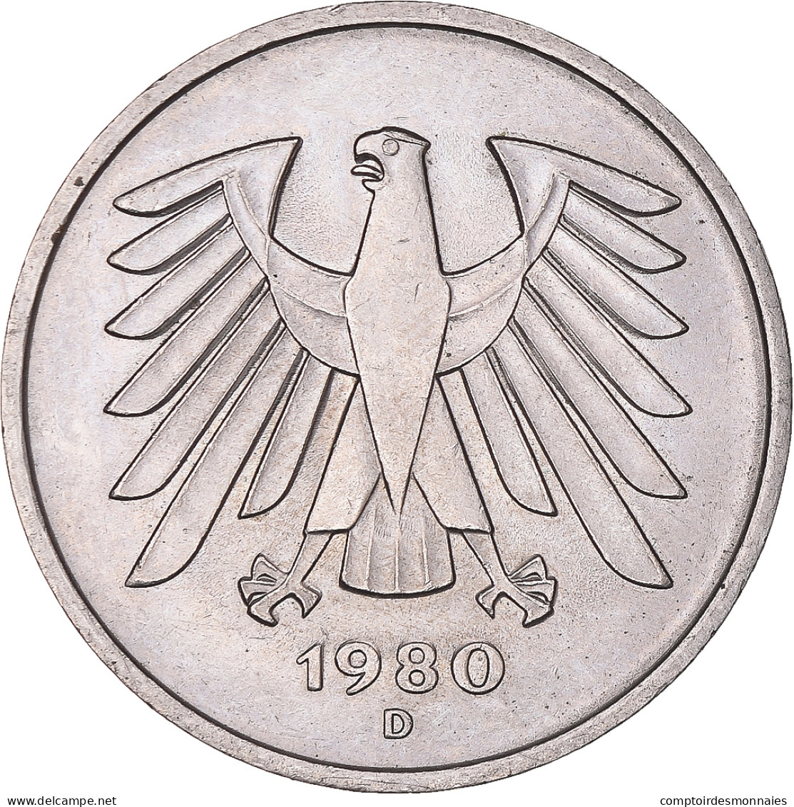 Monnaie, République Fédérale Allemande, 5 Mark, 1980 - 5 Marchi