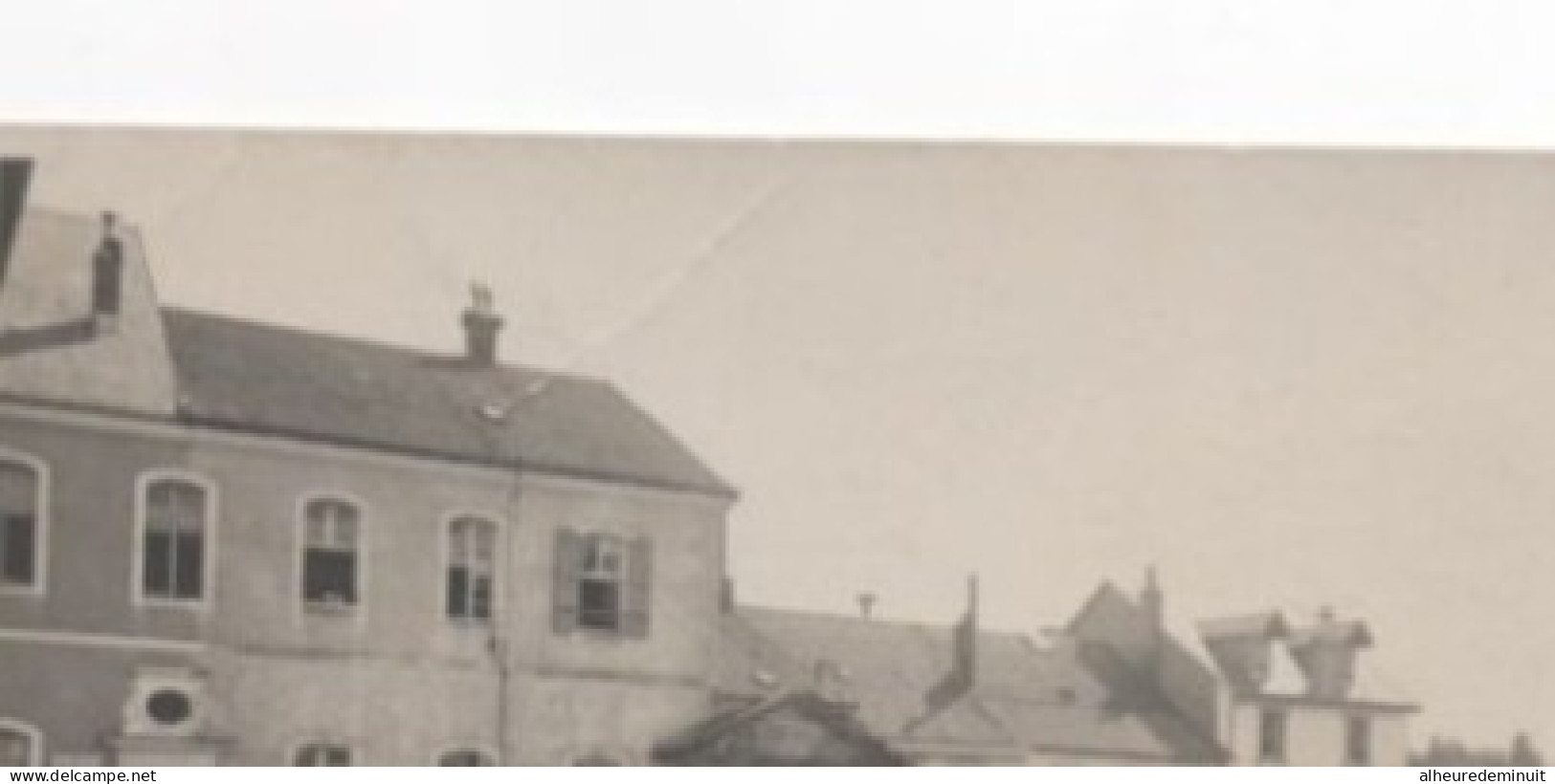 Rare Carte-photo"Grève ETIVAL"ETIVAL-CLAIREFONTAINE"VERS LA SOUPE"devant L'abbaye"PAPETERIES"VOSGES"vélo"gréviste 1907 - Etival Clairefontaine