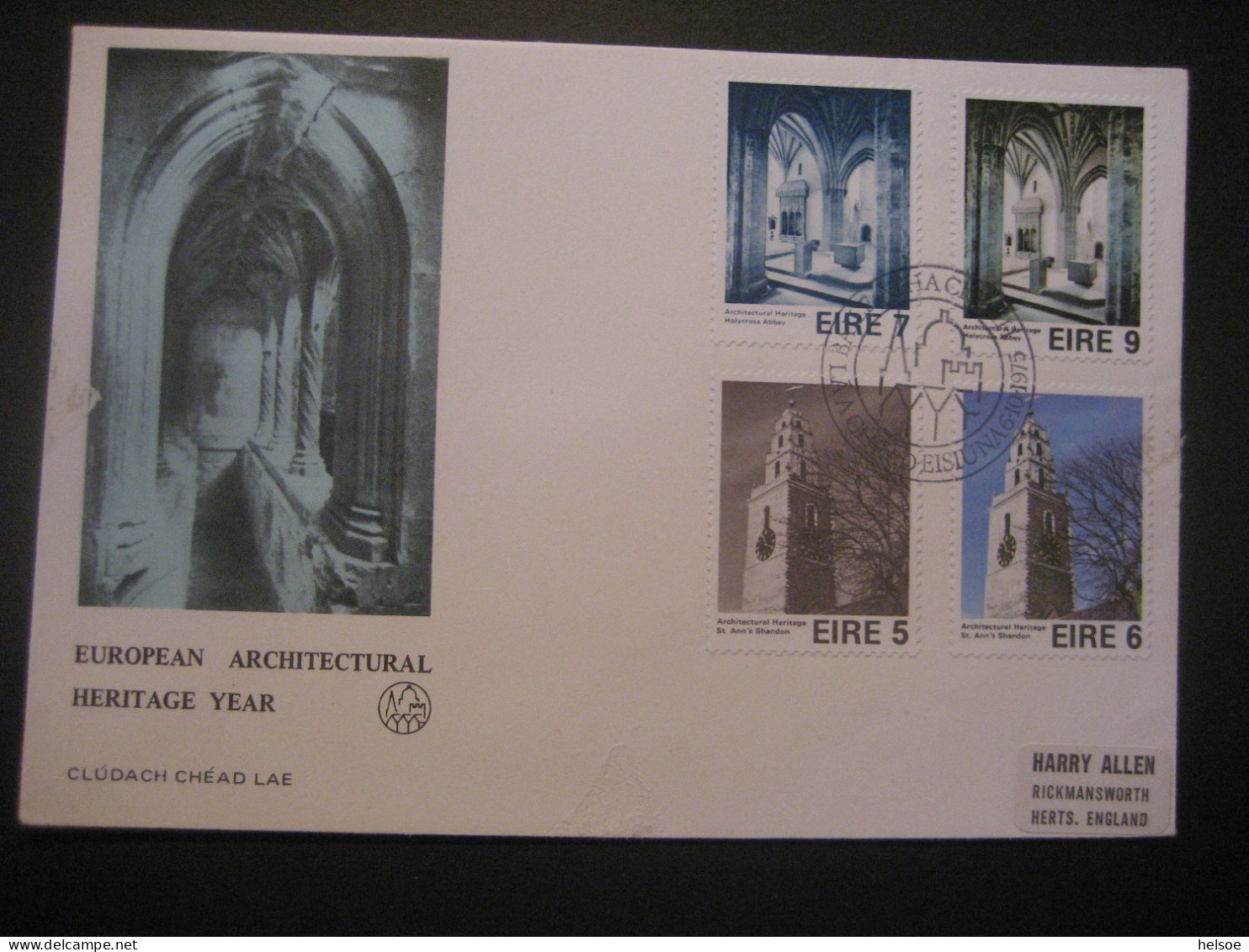 Irland 1975- Beleg Europäisches Denkmalschutzjahr Mi. 327-330 - Cartas & Documentos