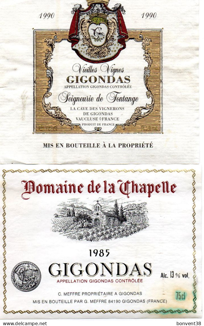 K1202 - Lot De 2 Étiquettes - GIGONDAS - Autres & Non Classés