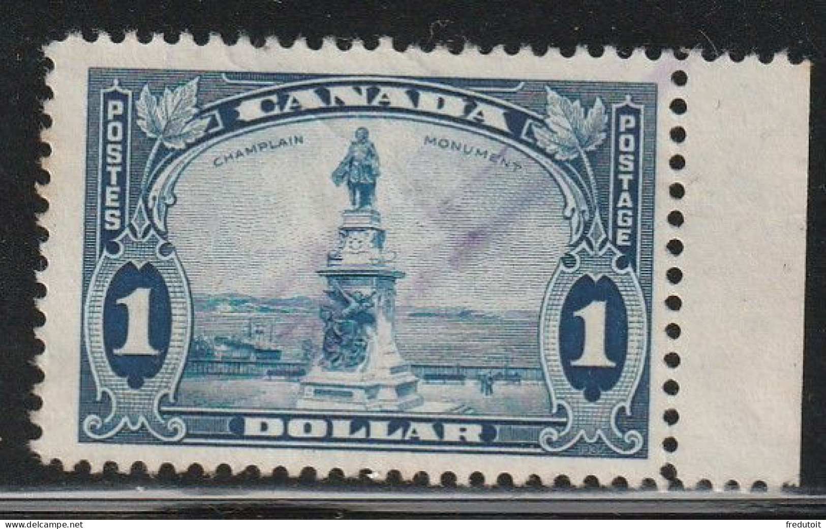 CANADA - N°189 Obl (1935) 1d Bleu : Monument De Champlain - Oblitérés