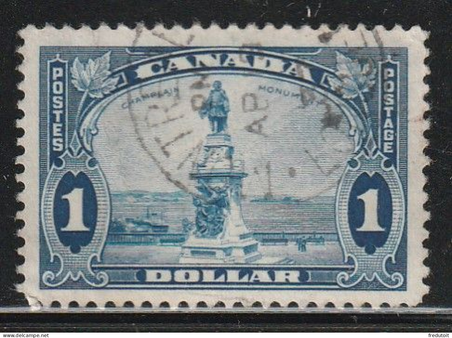 CANADA - N°189 Obl (1935) 1d Bleu : Monument De Champlain - Oblitérés