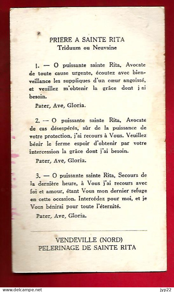 Image Pieuse Ed A.R. 221 - 91 Prière à Sainte Rita Vendeville Nord - Bonne Soeur Religieuse Tombe Anges ... - Images Religieuses