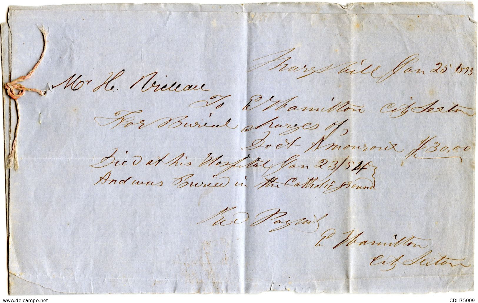 ETATS UNIS - BY TELEGRAPH OFFICE HIGH ST MARYSVILLE SUR ENVELOPPE CONTENANT UN TELEGRAMME DE SAN FRANCISCO, 1853 - Covers & Documents