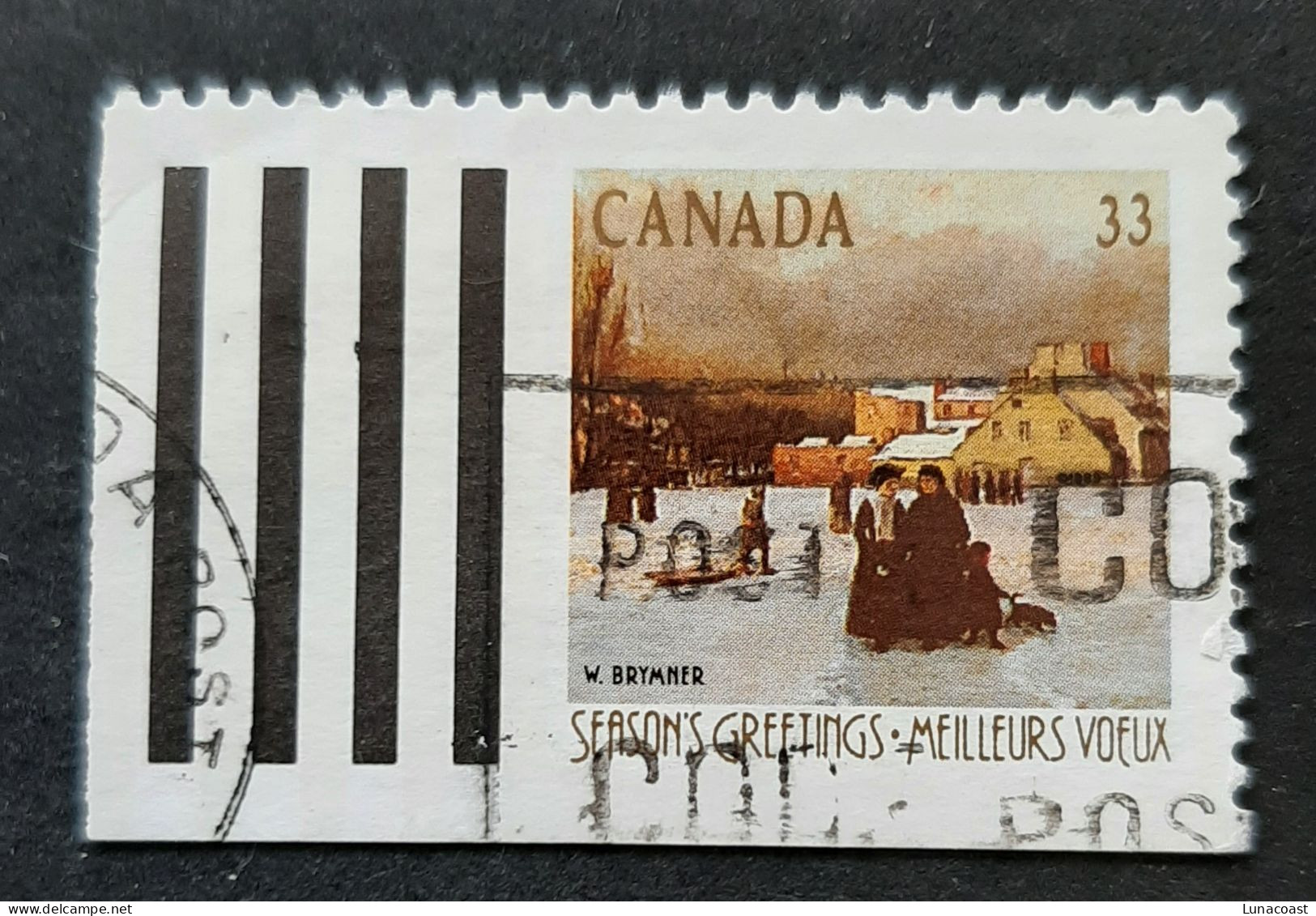 Canada 1989  USED  Sc1259,  Edges 3 X 33c Christmas 1989, Winter Landscapes - Gebraucht