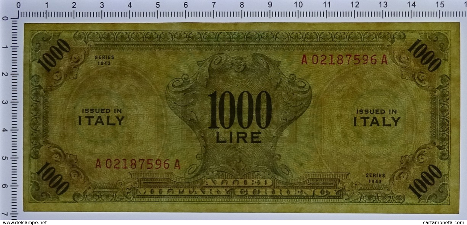 1000 LIRE OCCUPAZIONE AMERICANA IN ITALIA MONOLINGUA BEP 1943 SUP- - Occupazione Alleata Seconda Guerra Mondiale