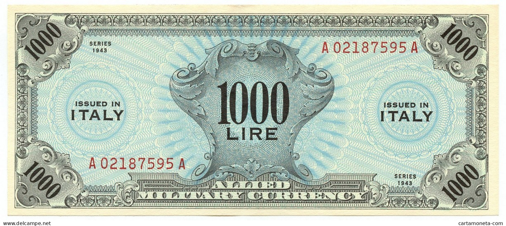 1000 LIRE OCCUPAZIONE AMERICANA IN ITALIA MONOLINGUA BEP 1943 SUP- - Allied Occupation WWII