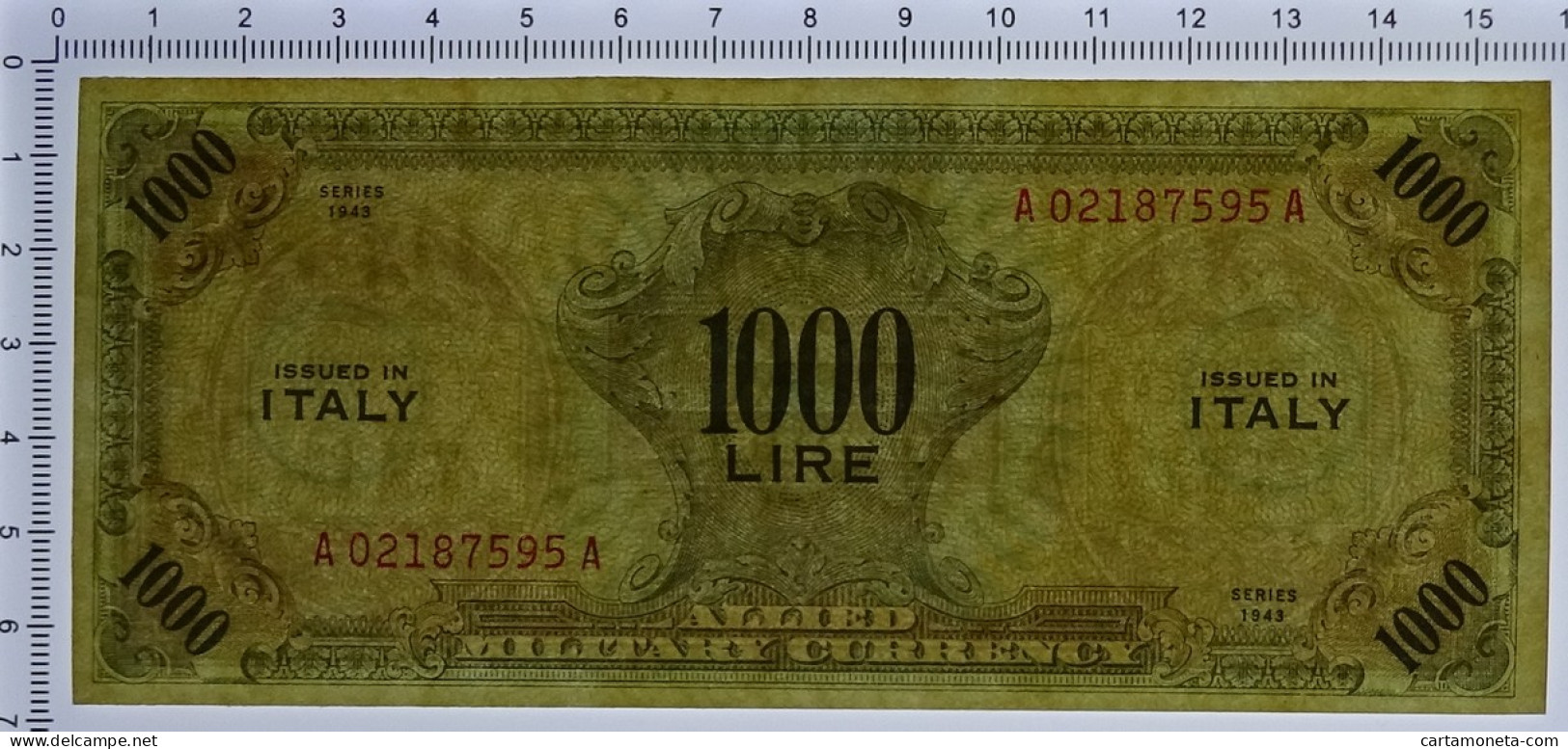 1000 LIRE OCCUPAZIONE AMERICANA IN ITALIA MONOLINGUA BEP 1943 SUP- - Occupazione Alleata Seconda Guerra Mondiale