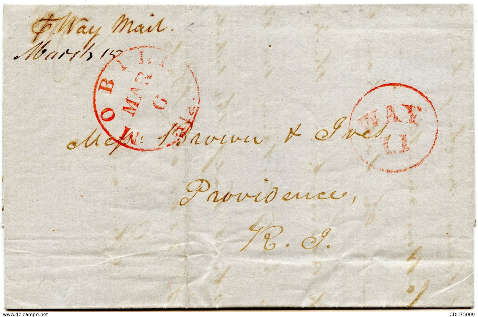 ETATS UNIS - MOBILE + WAY 11 SUR LETTRE DE NEW-ORLEANS POUR PROVIDENCE, 1848 - Lettres & Documents