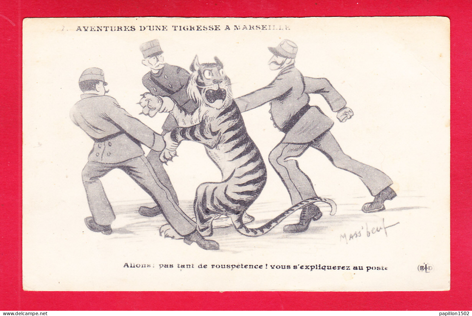 Illust-1664Ph51  Mass'Boeuf  Aventures D'une Tigresse à Marseille, Cpa  - Mass'Boeuf