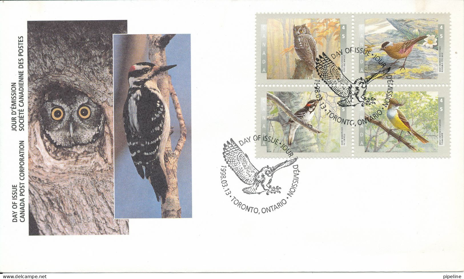 Canada FDC 13-3-1998 Birds Complete Set Of 4 With Cachet - 1991-2000