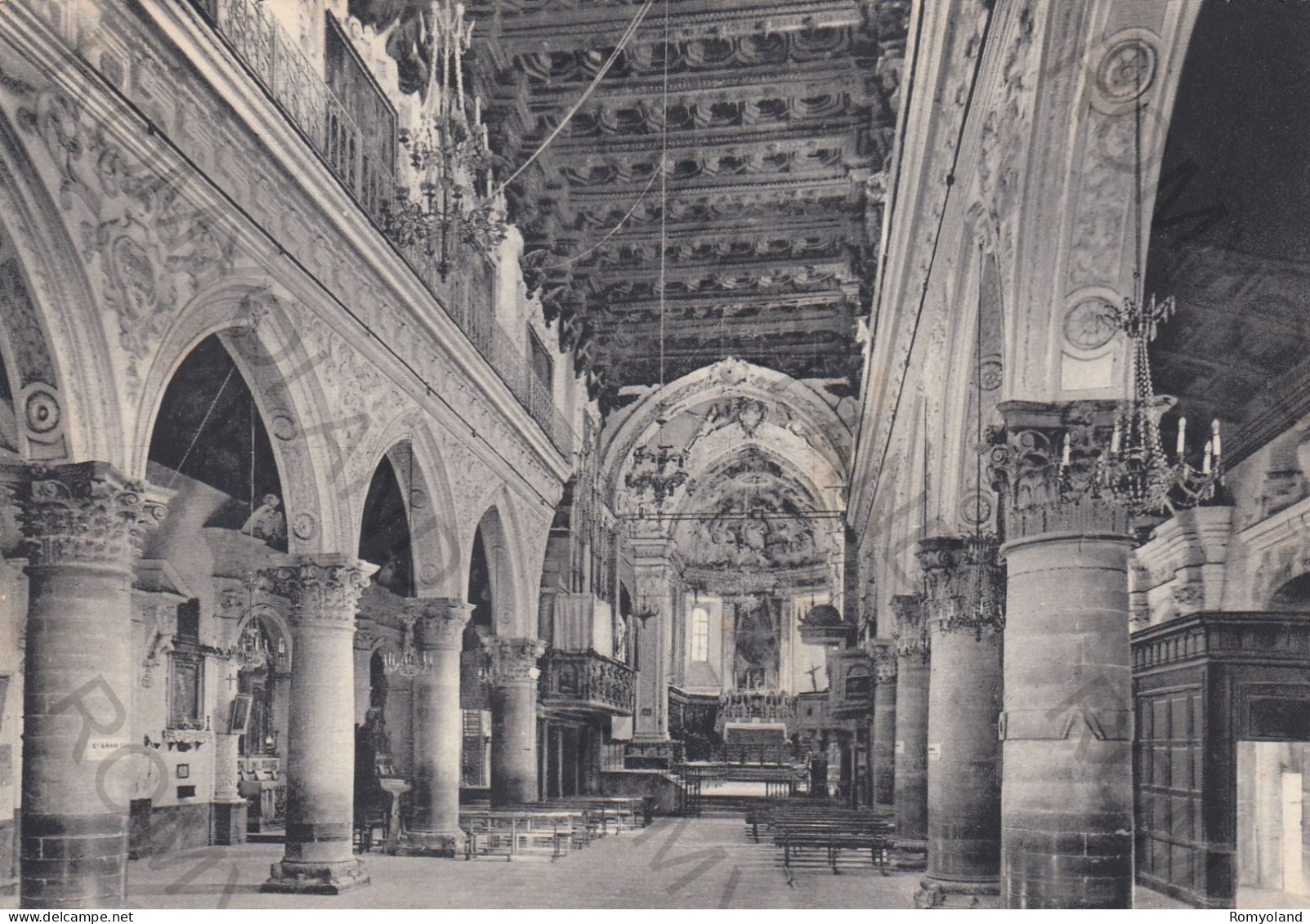 CARTOLINA  ENNA,SICILIA-INTERNO DEL DUOMO-STORIA,MEMORIA,CULTURA,RELIGIONE,CRISTIANESIMO,BELLA ITALIA-VIAGGIATA 1955 - Enna