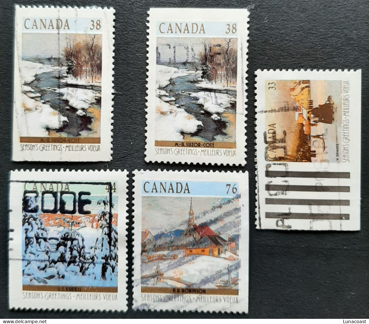 Canada 1989  USED  Sc1256 -1259,   Edges Christmas 1989. - Gebruikt
