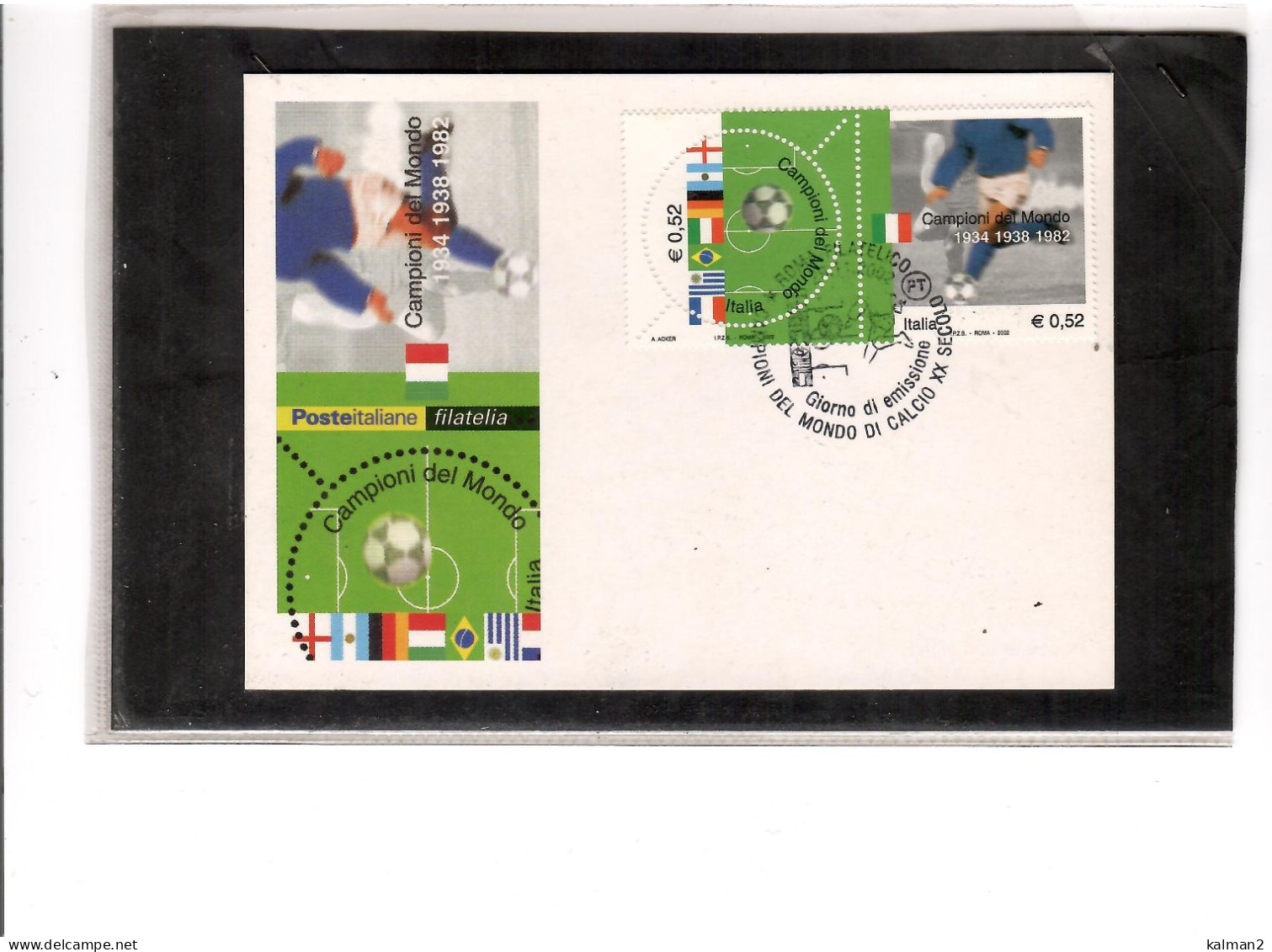 TEM19731  -  ROMA  29.11.2002  /   FDC  NAZIONALI CAMPIONI DEL MONDI DI CALCIO NEL XX SECOLO - Altri & Non Classificati