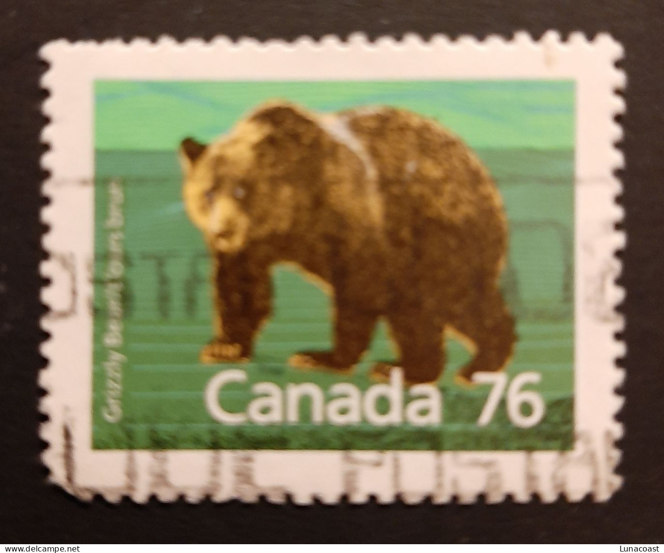 Canada 1989  USED  Sc1178c,   PERF. 13.1 X 13.1,  76c Grizzly Bear, - Gebruikt