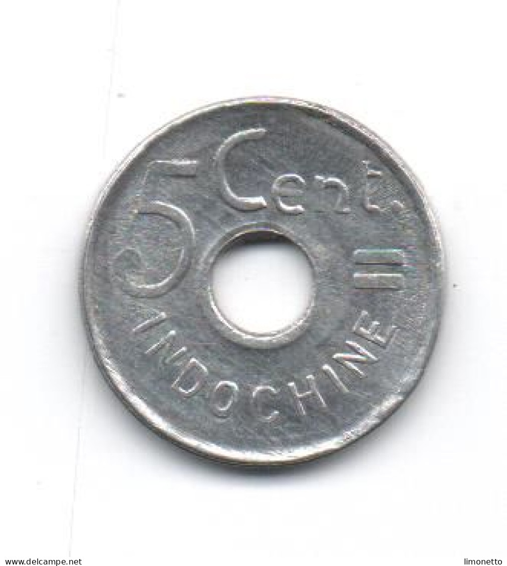 France- Indochine - 1943 - 5  Cent. ( Etat Français ) En Aluminum 0.75 Grs    Cat World  KM=27   ( Peu Commune ) - Französisch-Indochina