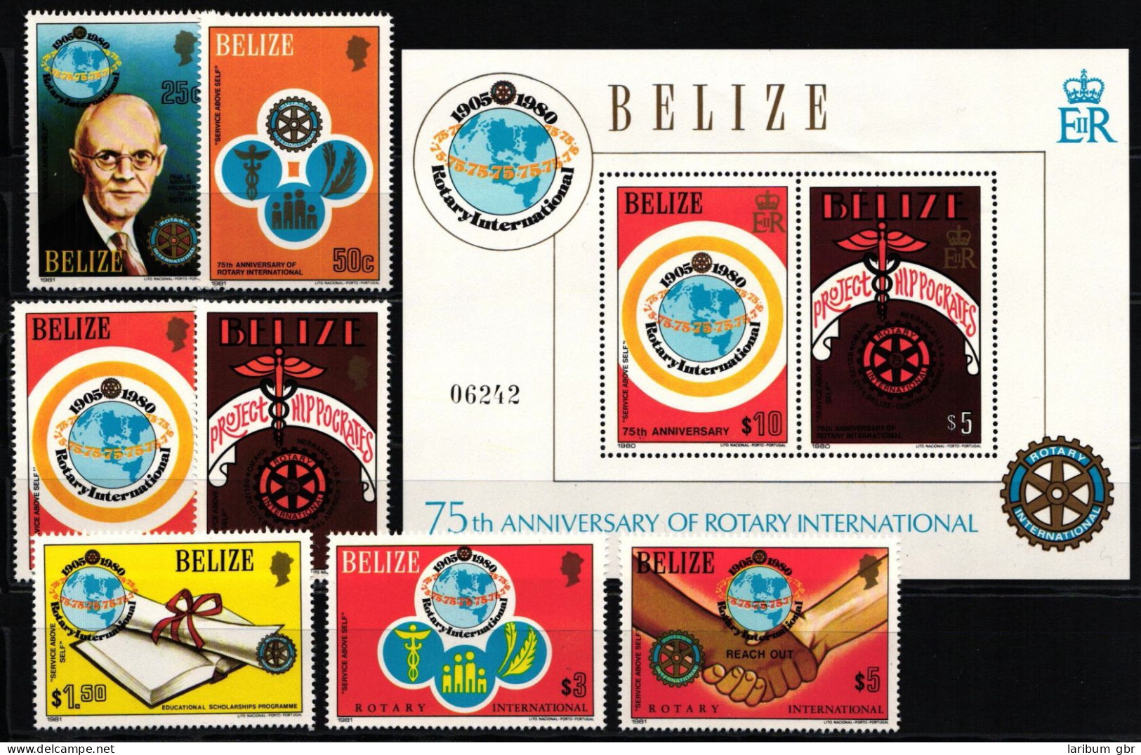 Belize Block 30 + 544-550 Postfrisch Rotary Club #ND010 - Belize (1973-...)