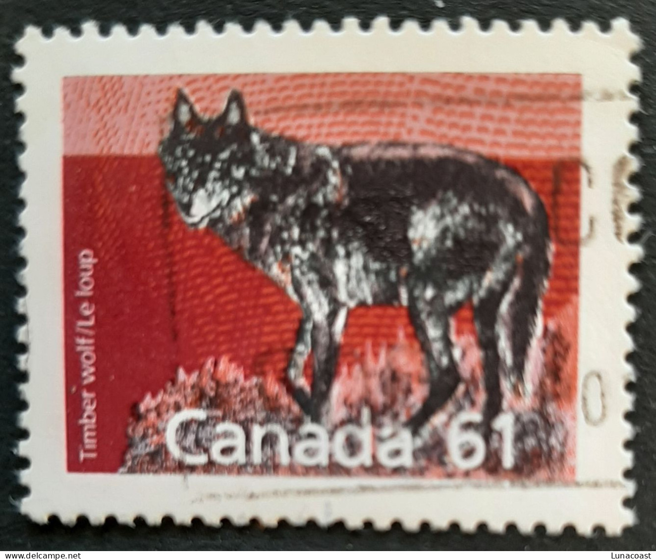 Canada 1989  USED  Sc1175,   PERF. 13.1 X 13.1,  61c Timber Wolf - Gebruikt