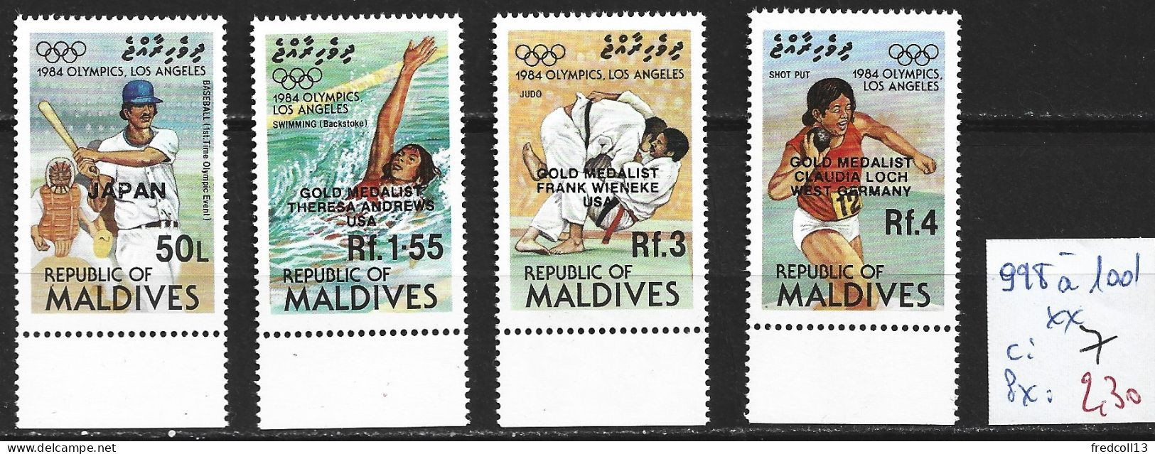 MALDIVES 998 à 1001 ** Côte 7 € - Maldives (1965-...)