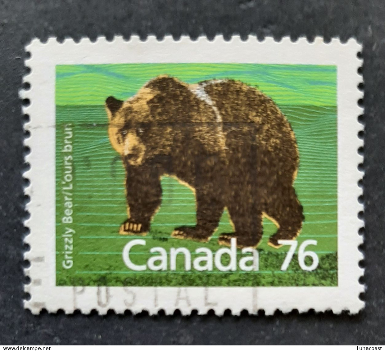 Canada 1989  USED  Sc1178a,   PERF. 12.5 X 13.1,  76c Grizzly Bear, - Usados