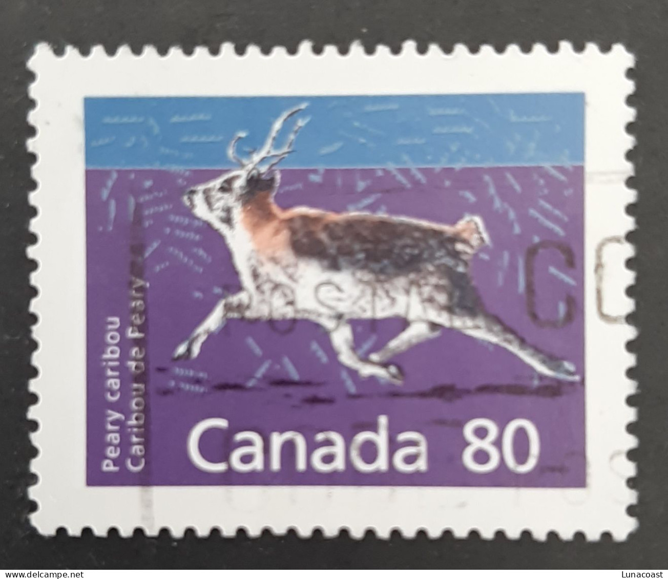 Canada 1990  USED  Sc1180,   PERF. 14.4 X 13.8,  80c Caribou. - Oblitérés